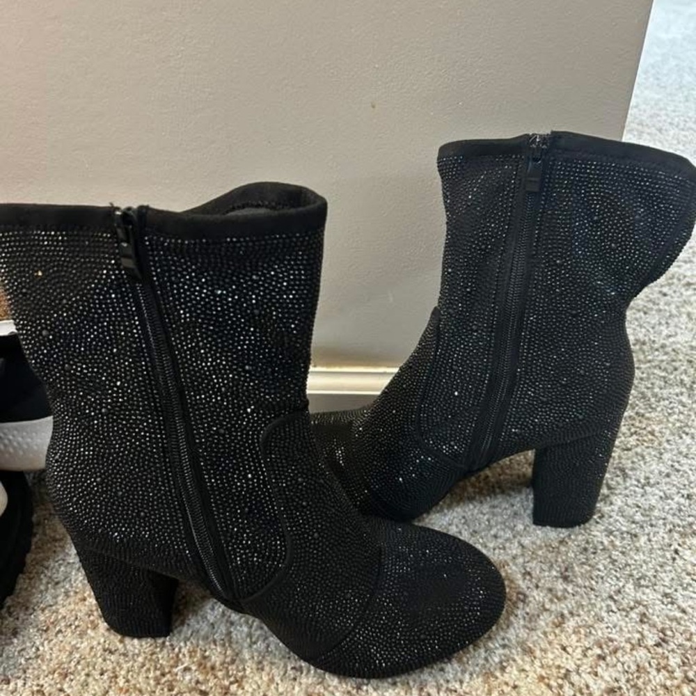 Torrid Black Heeled Boots with Glitter Finish